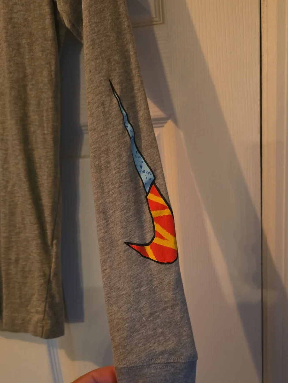 Nike Gray Long Sleeve Tee with Bright Orange Logo